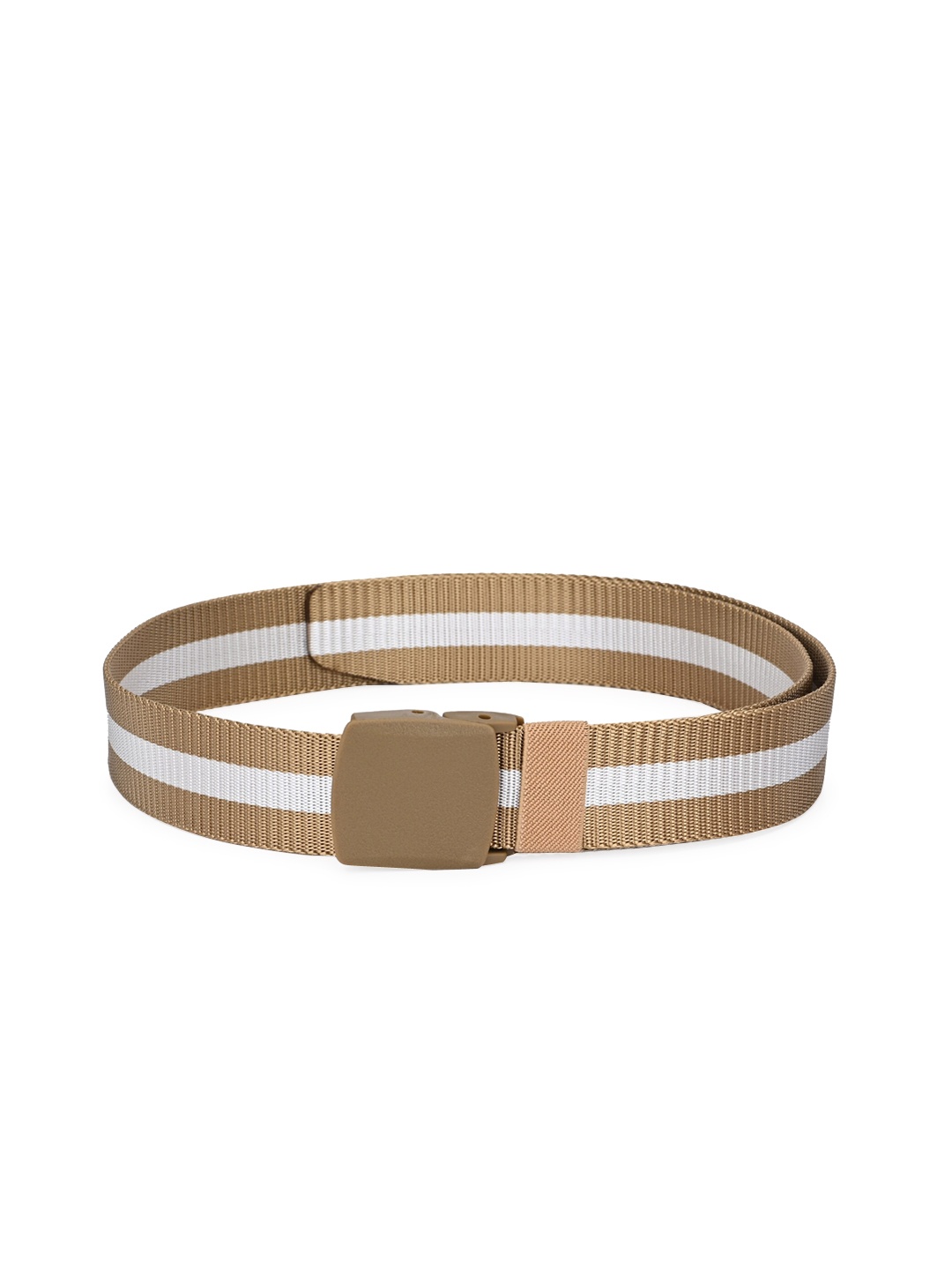 

Calvadoss Men Beige & White Striped Belt