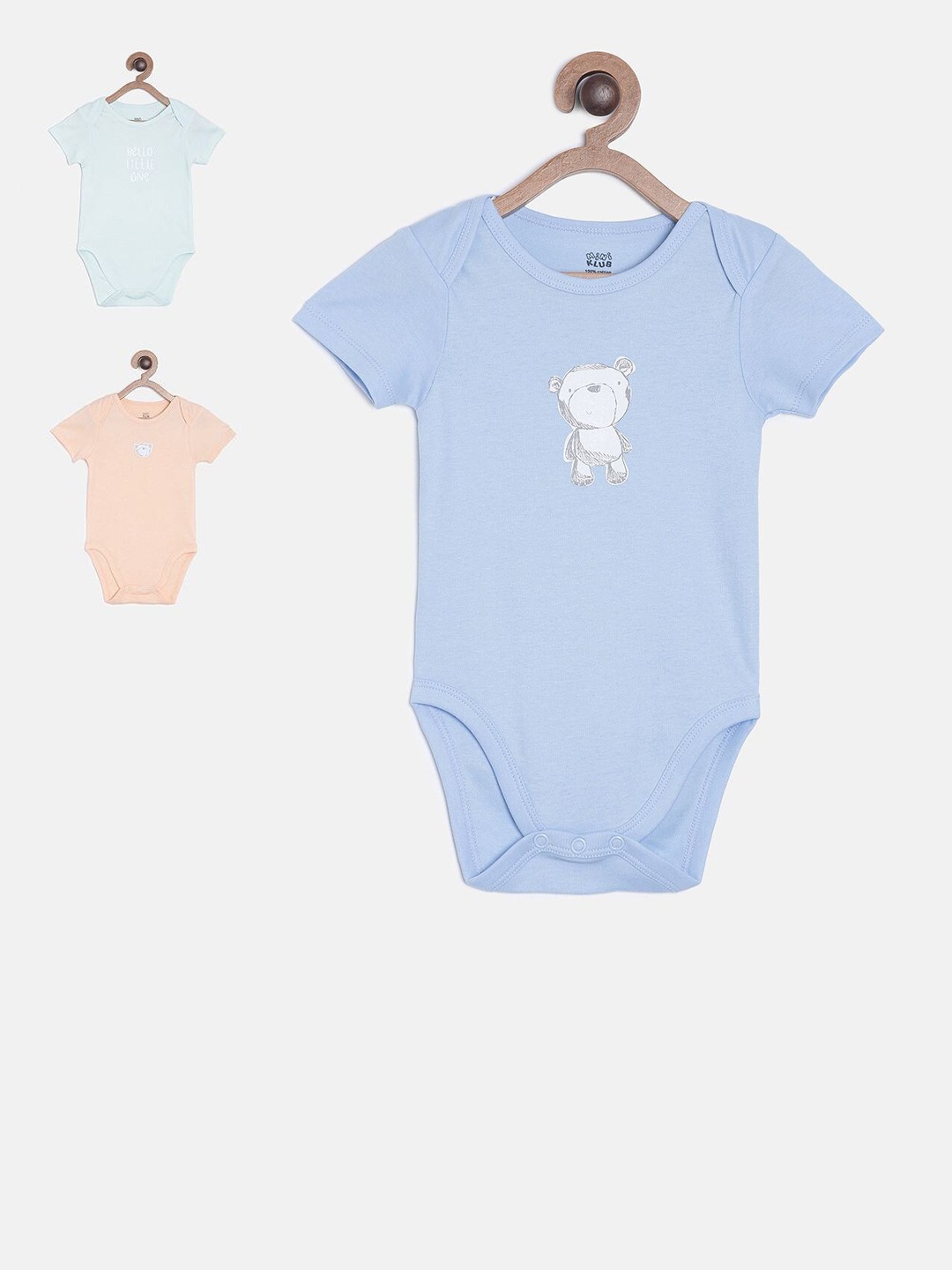 

MINI KLUB Infant Boys Pack Of 3 Printed Bodysuits, Blue