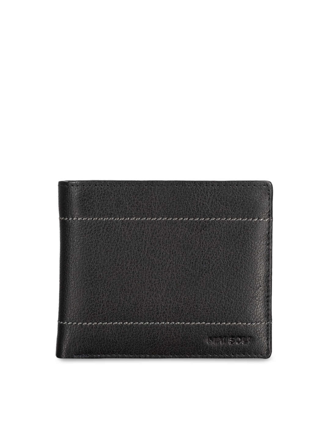 

MAI SOLI Men Black Solid Leather Two Fold Wallet