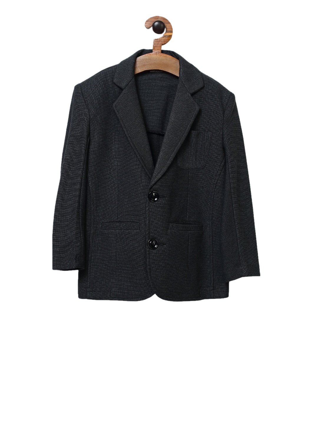 

RIKIDOOS Boys Black Self-Design Single-Breasted Casual Blazer