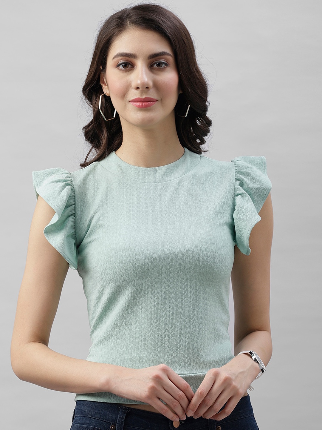 

Athena Women Sea Green Solid Top