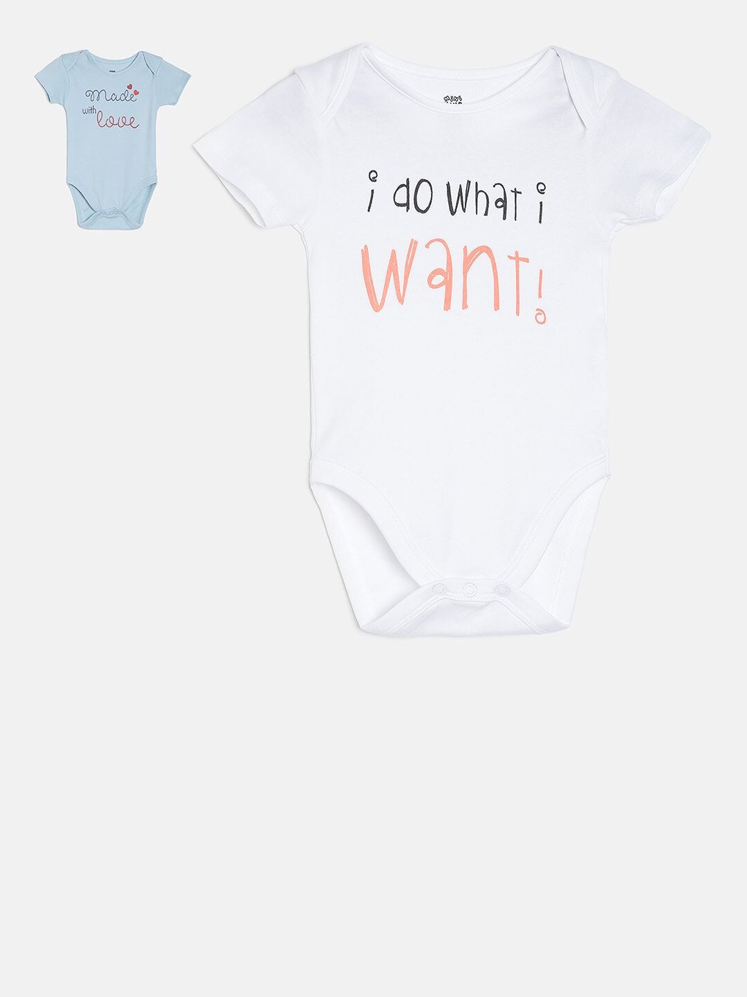 

MINI KLUB Infant Boys Pack Of 2 Printed Bodysuits, White