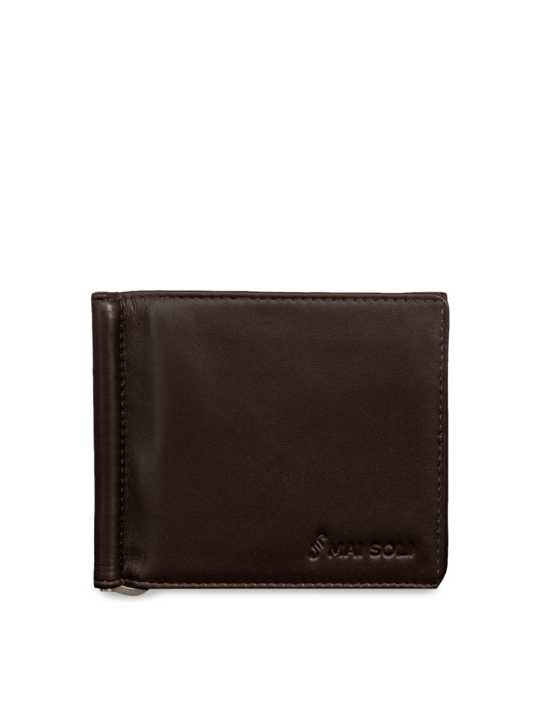 

MAI SOLI Men Brown Solid Leather Money Clip