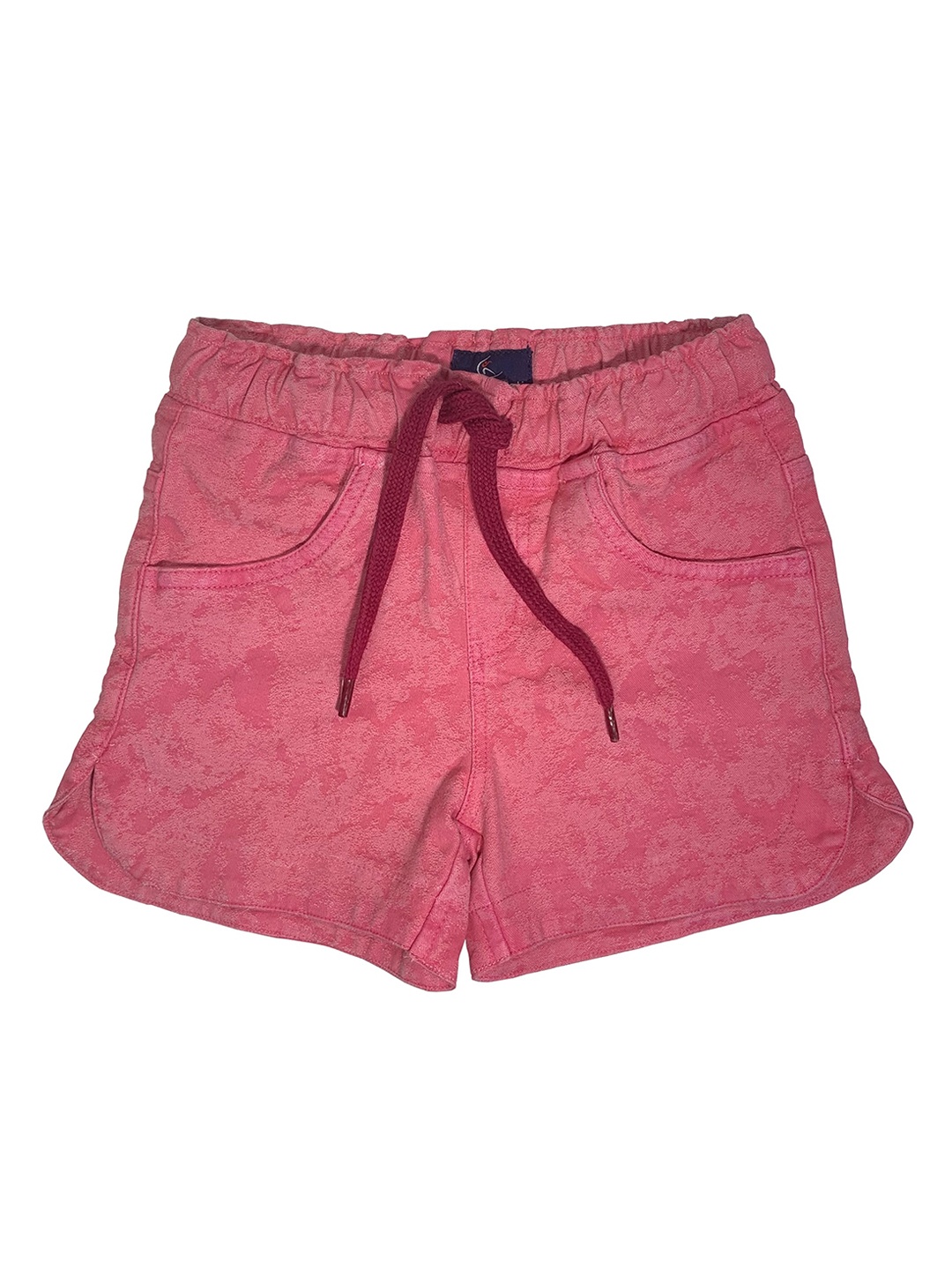 KiddoPanti Girls Pink Self Design Regular Fit Shorts