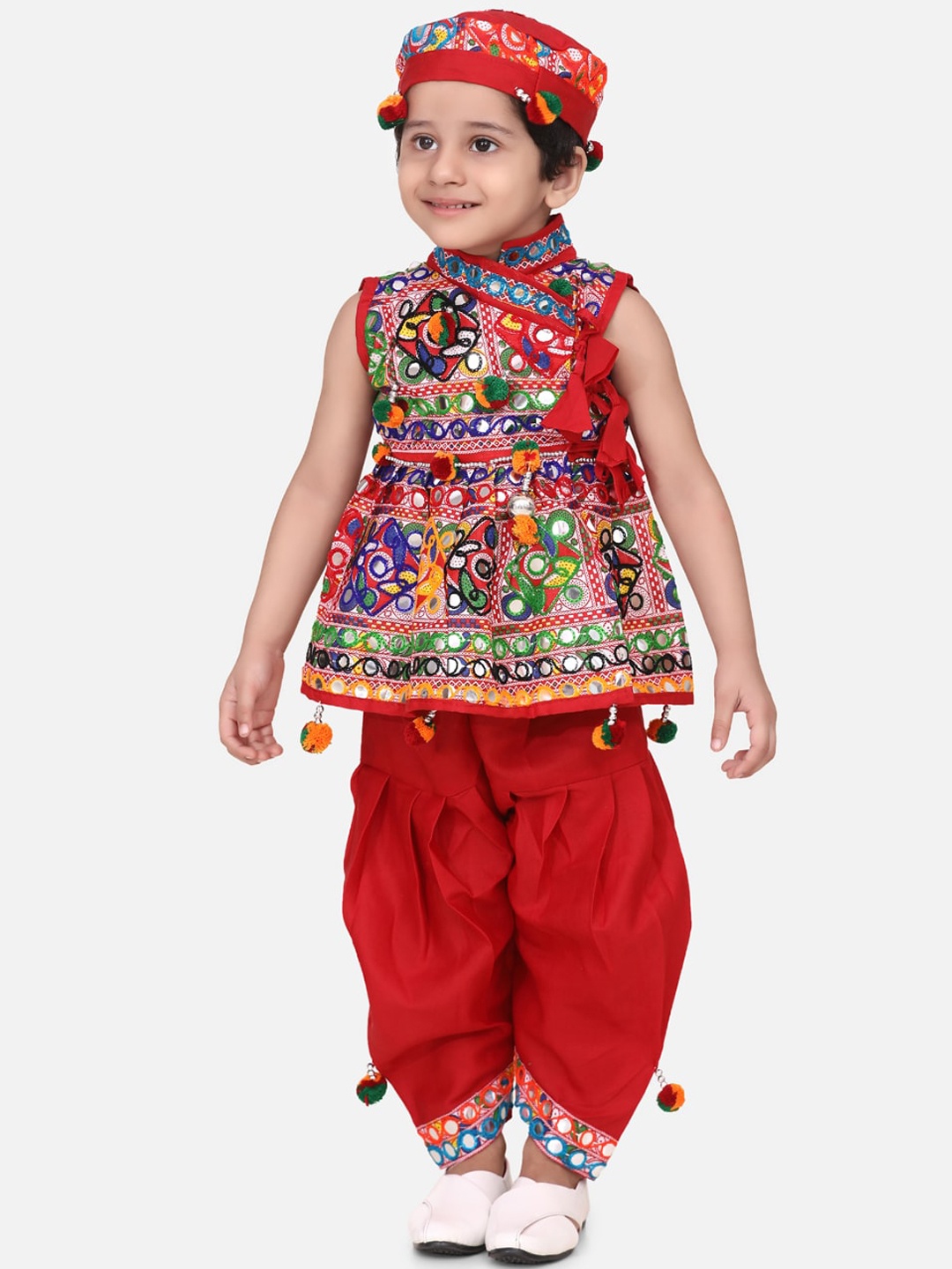 BownBee Boys Multicoloured Embroidered Kurta with Dhoti Pants, Multi