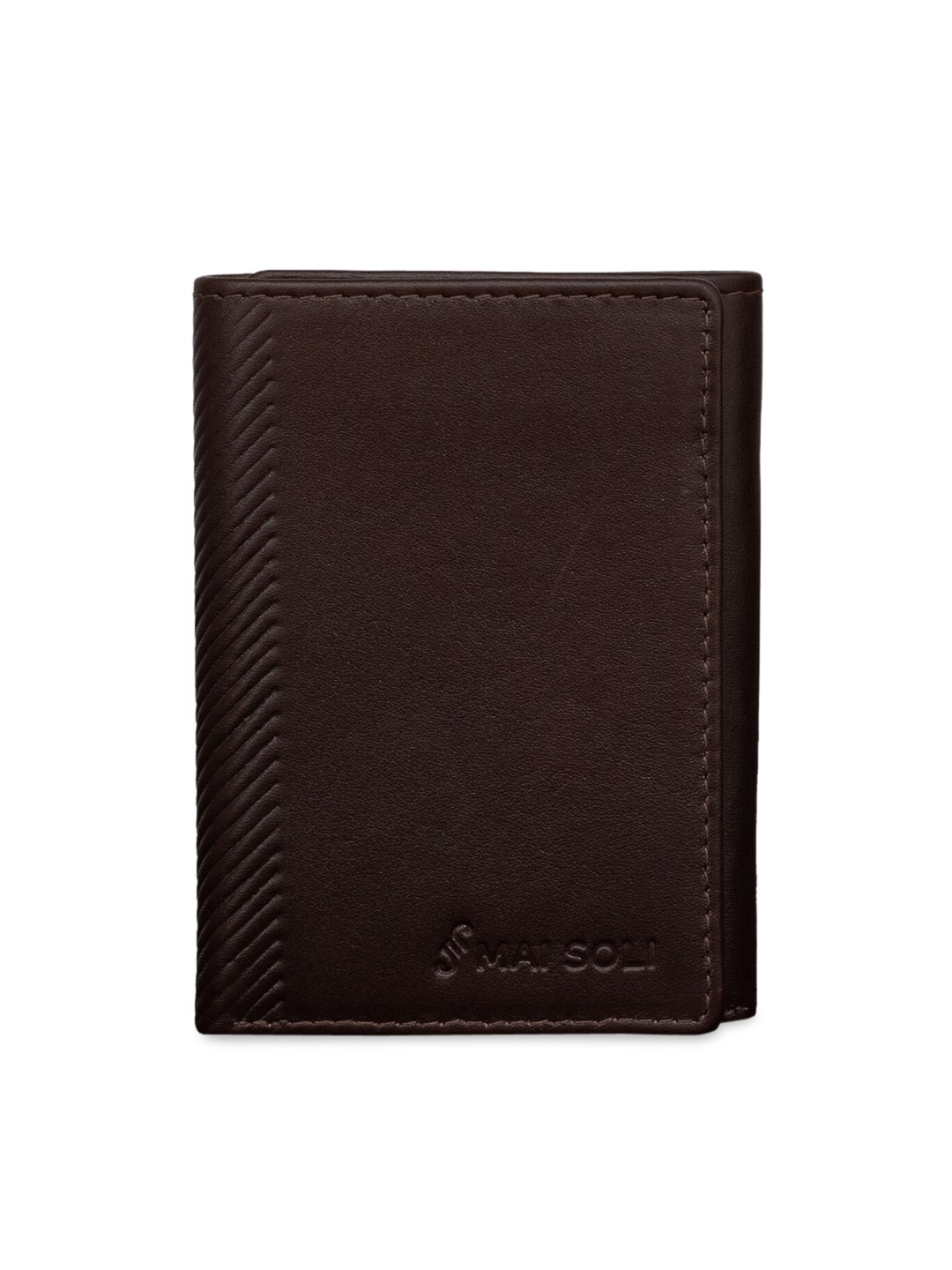

MAI SOLI Men Brown Solid Leather Three Fold Wallet