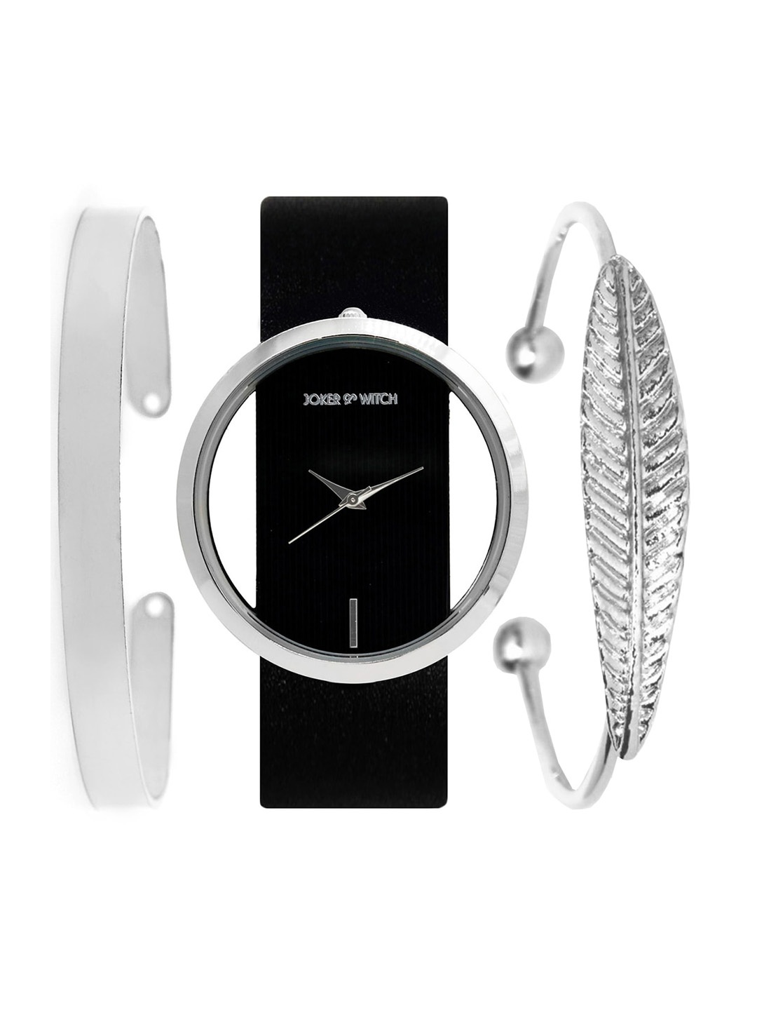 

JOKER & WITCH Women Black Minimalist Watch & Bracelet Stack JWBS112