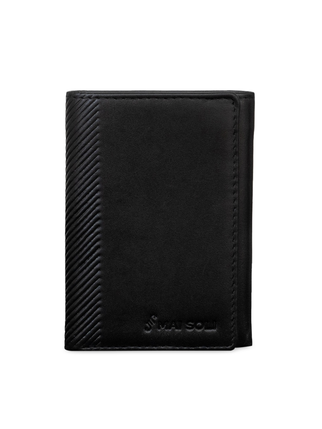 MAI SOLI Men Black Solid Three Fold Wallet