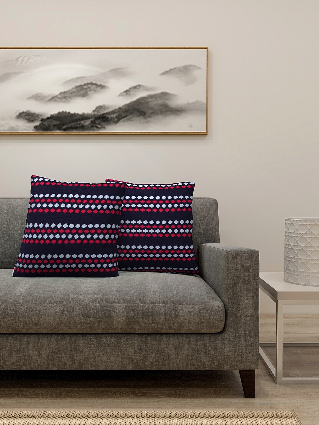 

KLOTTHE Multicoloured Set of 2 Self Design Woolen Square Cushion Covers, Multi