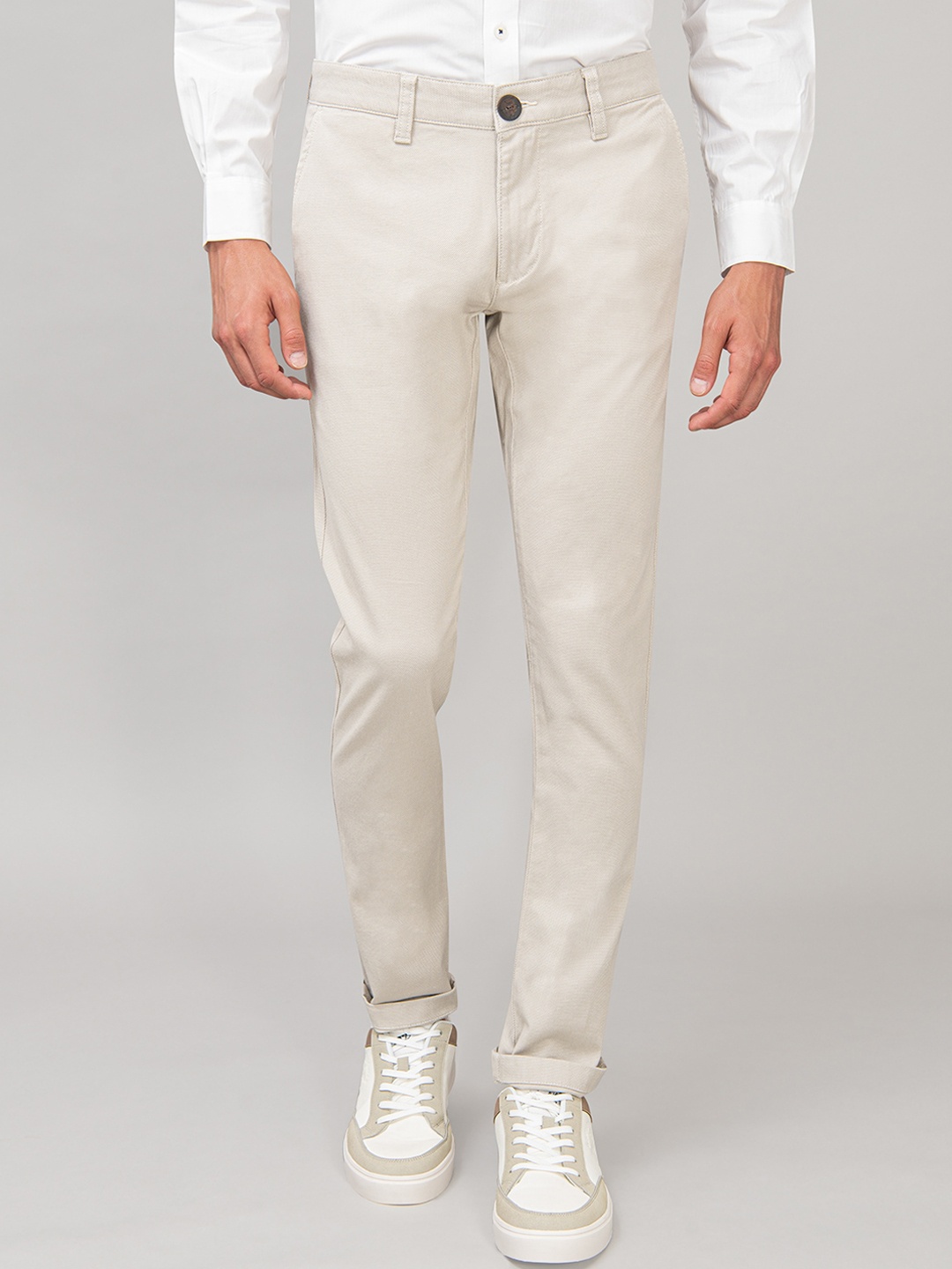

Beverly Hills Polo Club Men Beige Skinny Fit Solid Regular Trousers