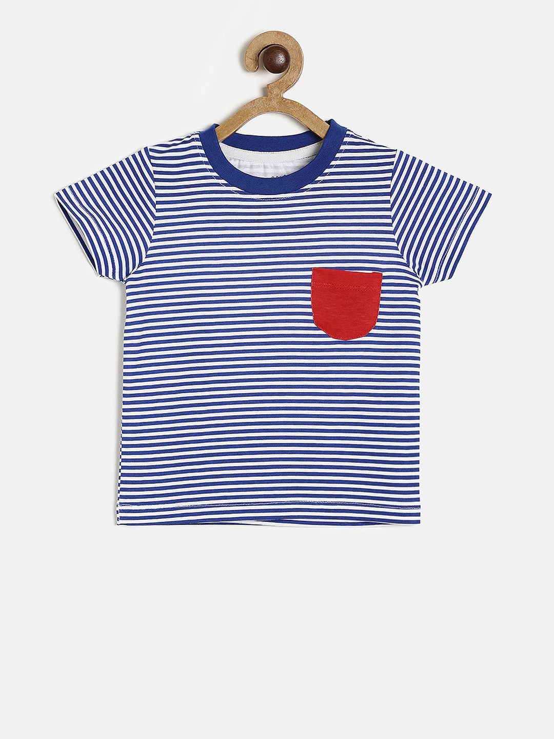 

MINI KLUB Boys Blue & White Striped Round Neck T-shirt