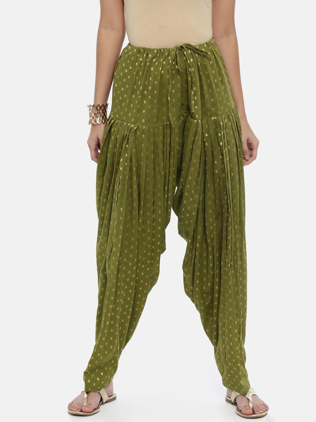 

Souchii Women Olive Green Woven Design Patiala