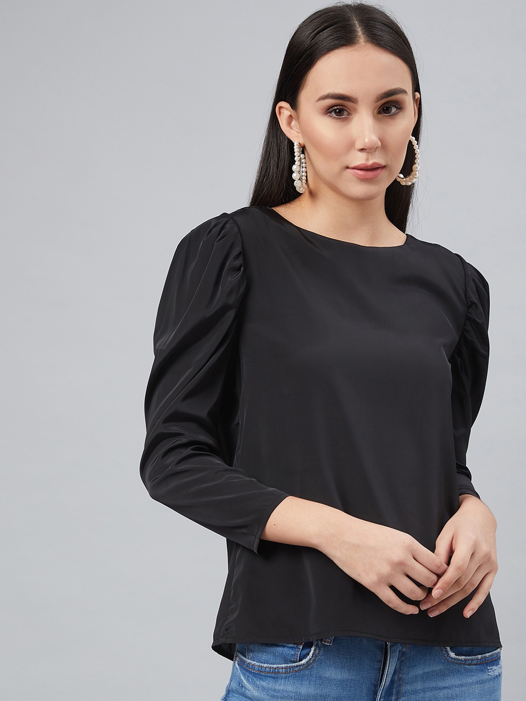 

Marie Claire Women Black Solid Top
