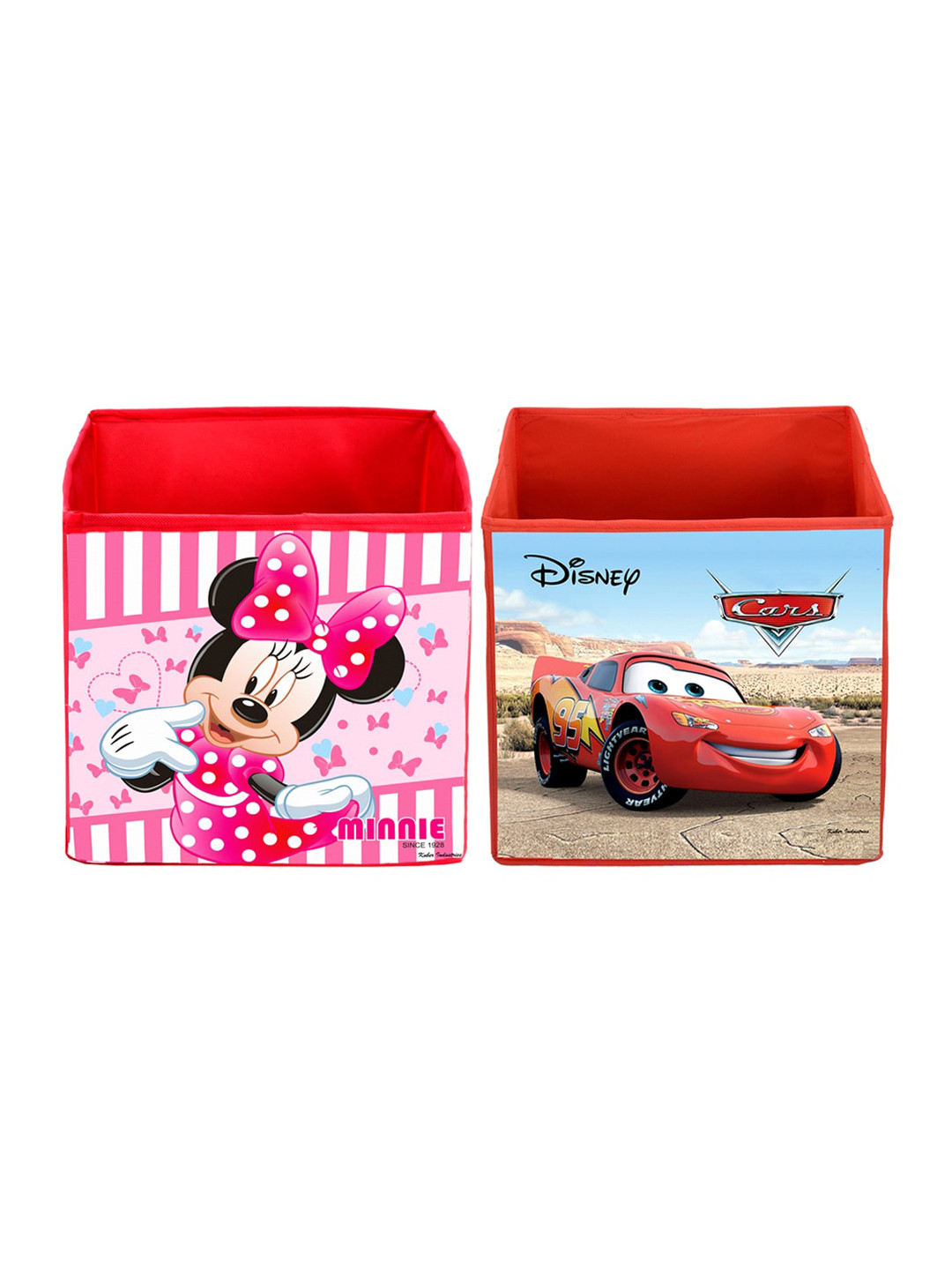 

Kuber Industries Set Of 2 Disney Printed Foldable Storage Boxes With Handles, Red