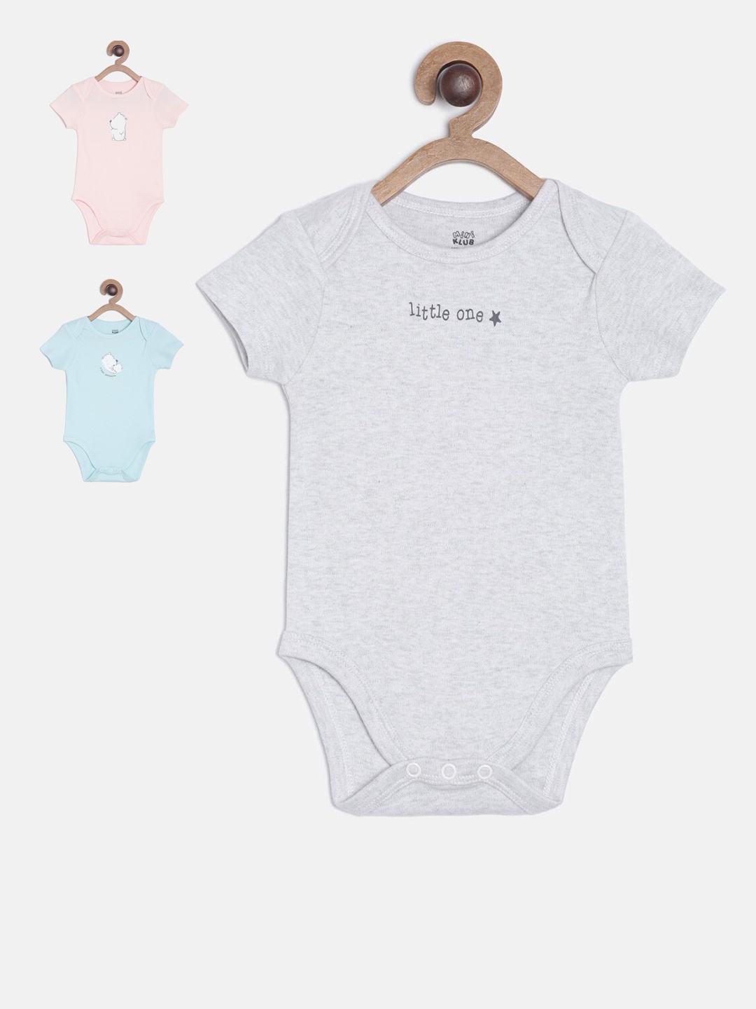 

MINI KLUB Newborn Kids Pack Of 3 Printed Bodysuits, Pink