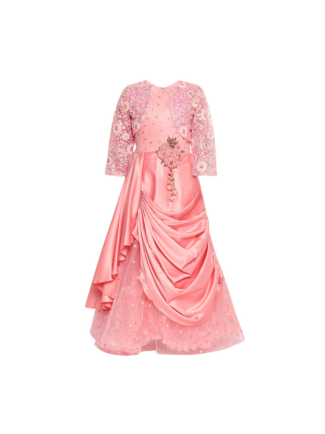 

BETTY Girls Embellished Maxi Dress with Belt, Peach