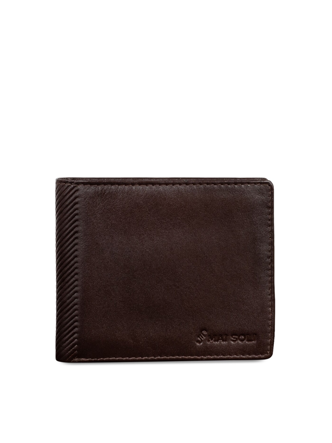 MAI SOLI Men Brown Solid Leather Two Fold Wallet