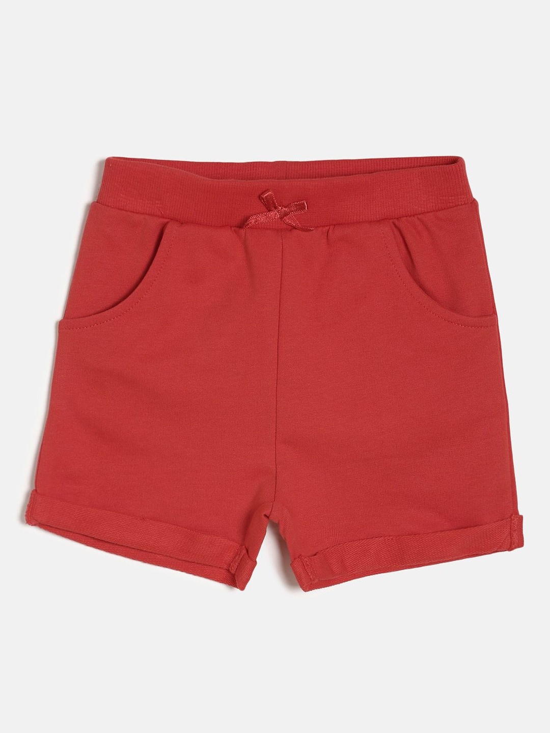 

MINI KLUB Girls Red Solid Regular Fit Shorts
