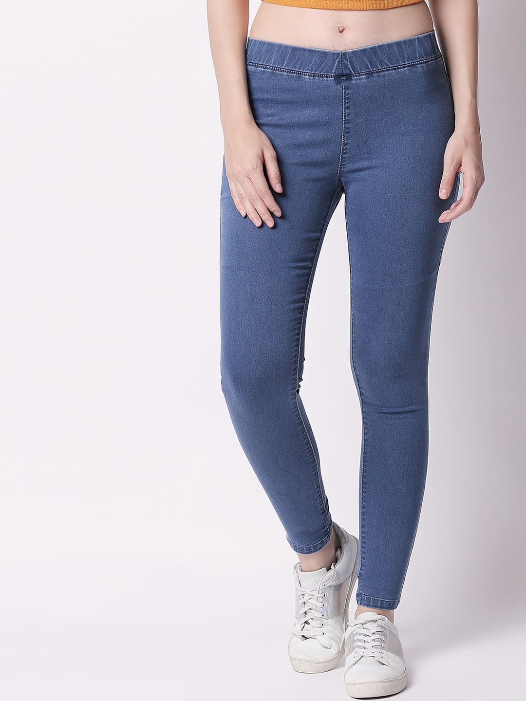 

Freeform by High Star Women Plus Size Blue Solid Slim-Fit Denim Stretchable Jeggings