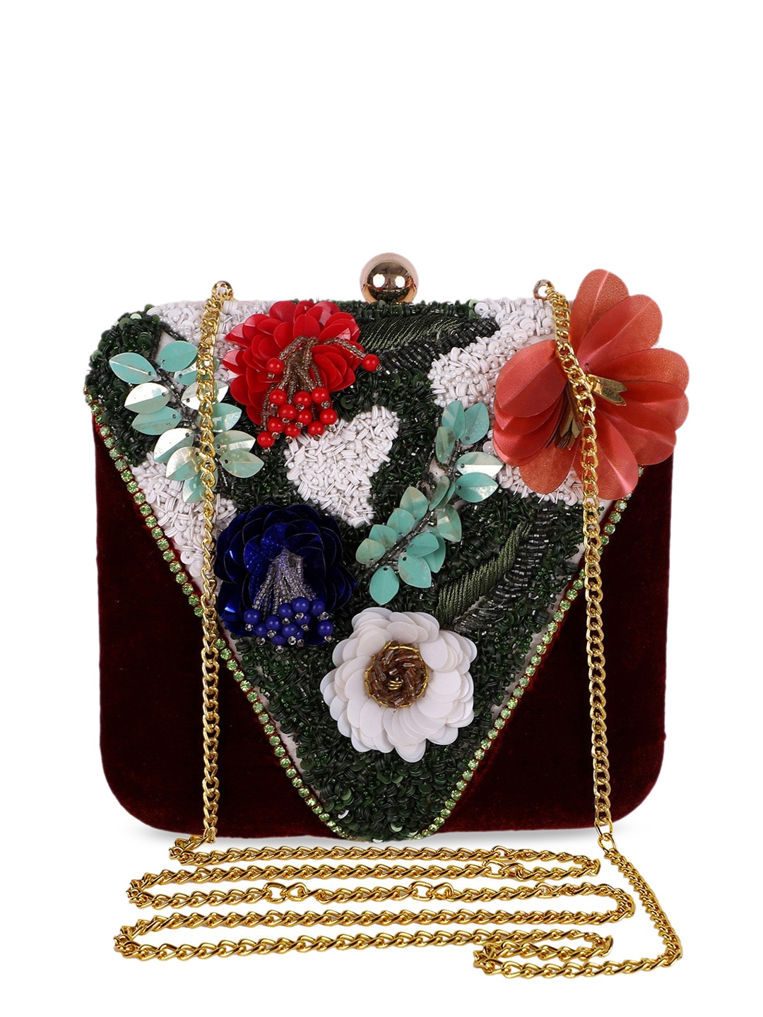 

REZZY Multicoloured Embellished Box Clutch, Multi