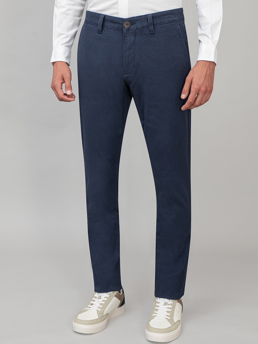 Beverly Hills Polo Club Men Navy Blue Skinny Fit Solid Regular Trousers