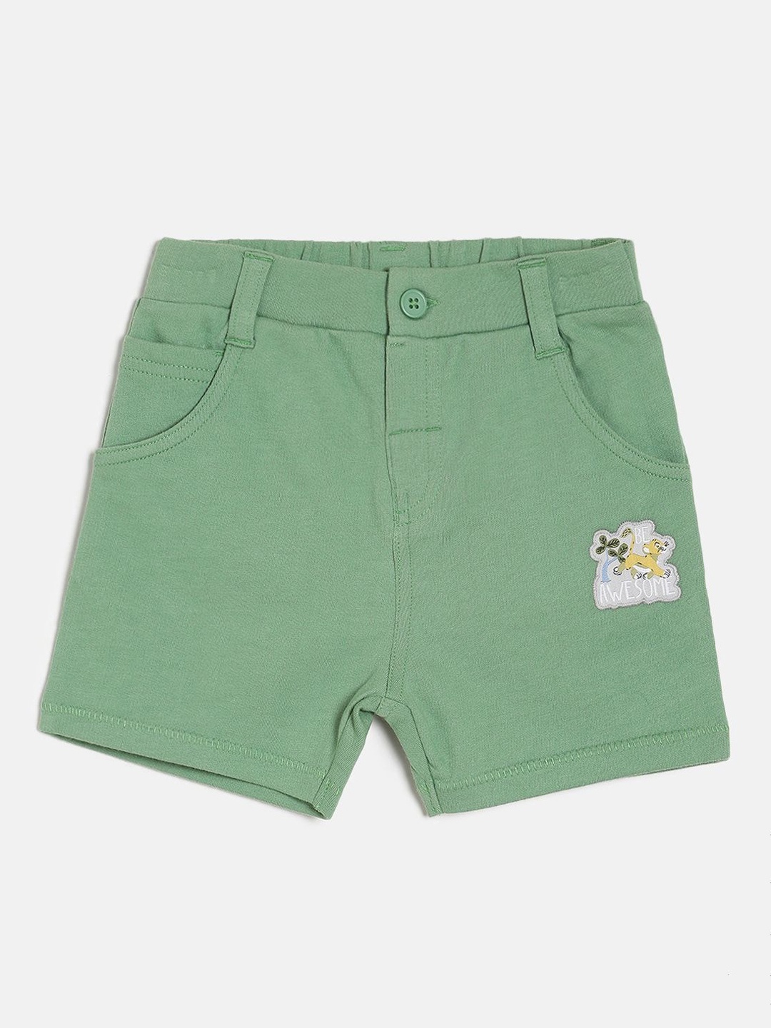 

MINI KLUB Unisex Kids Green Solid Regular Fit Regular Shorts