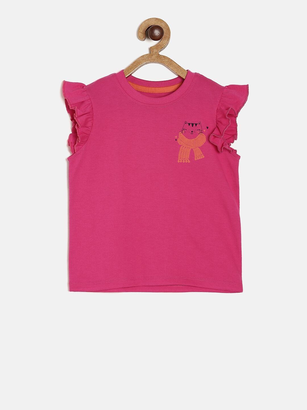 

MINI KLUB Girls Pink Solid Pure Cotton Top