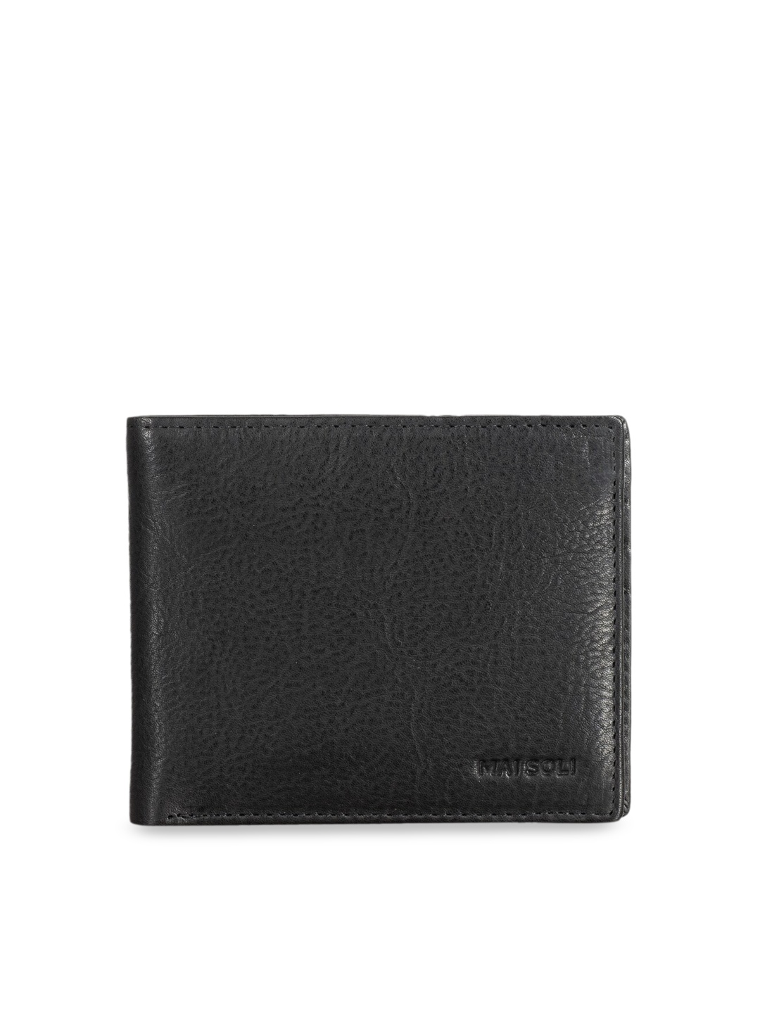 

MAI SOLI Men Black Solid Genuine Leather Two Fold Wallet