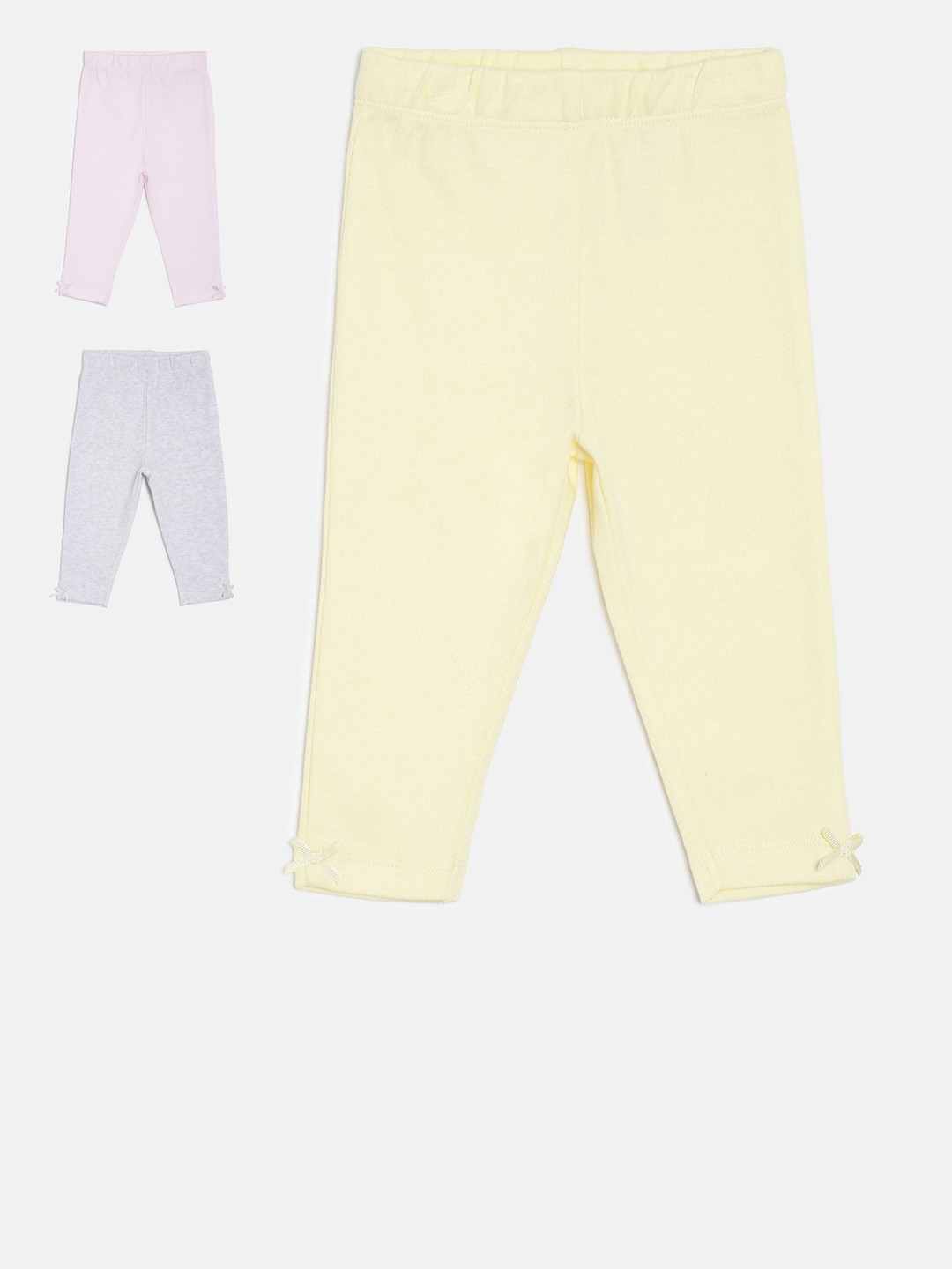 

MINI KLUB Girls Pack Of 3 Solid Track Pants, Yellow