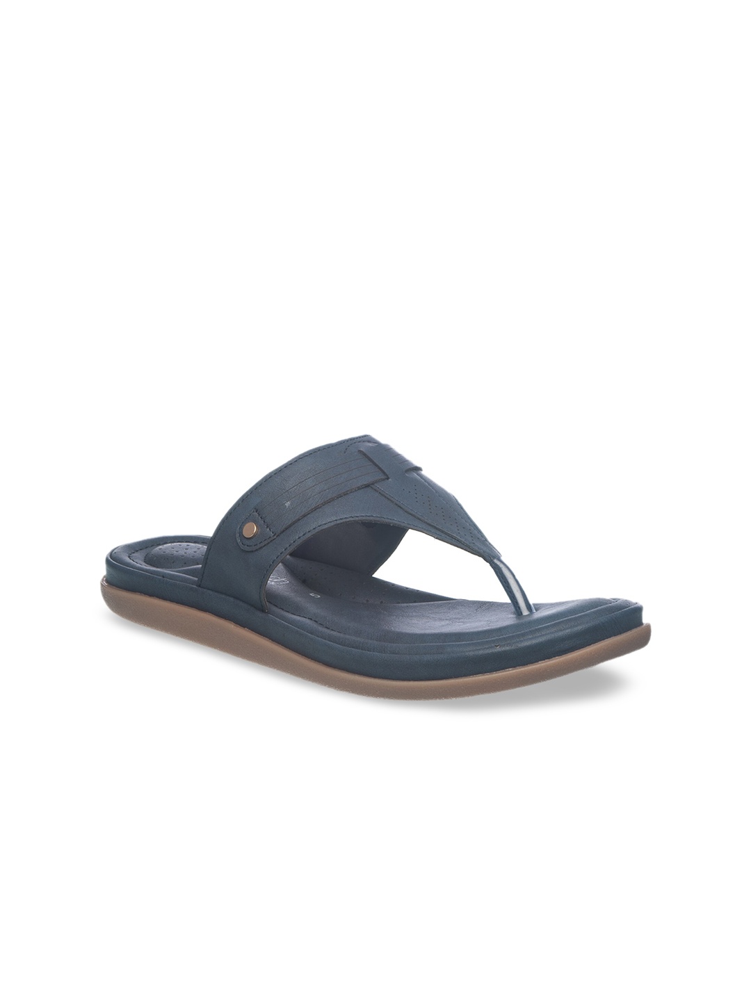 

Khadims Women Navy Blue Solid T-Strap Flats