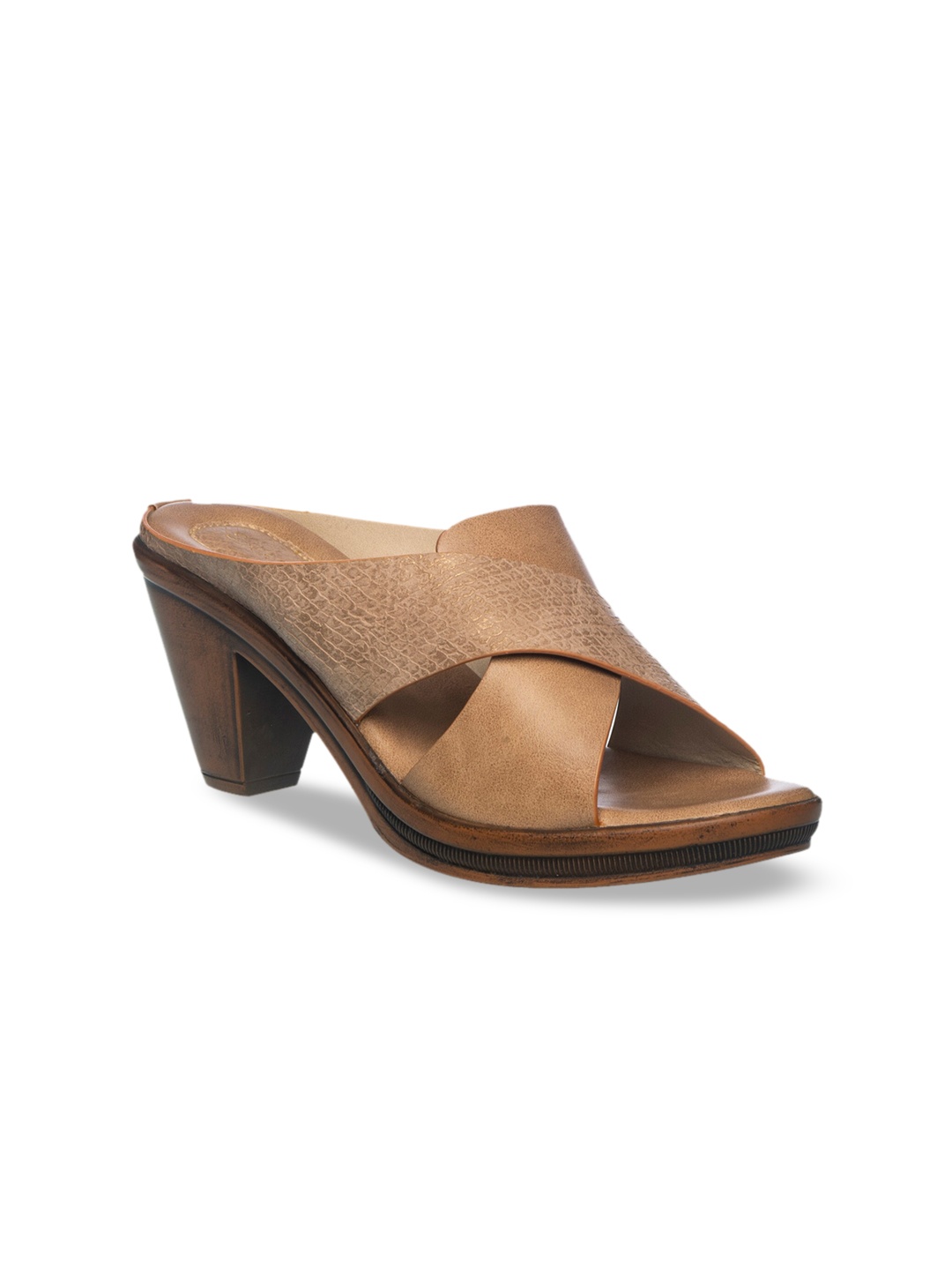 

Khadims Women Beige Solid Block Heels