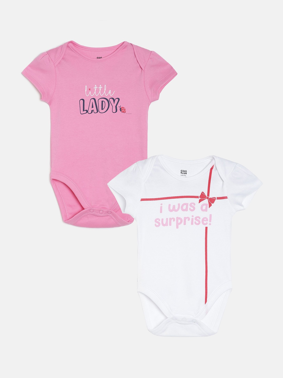 

MINI KLUB Infant Girls Pack Of 2 Printed Bodysuits, Pink