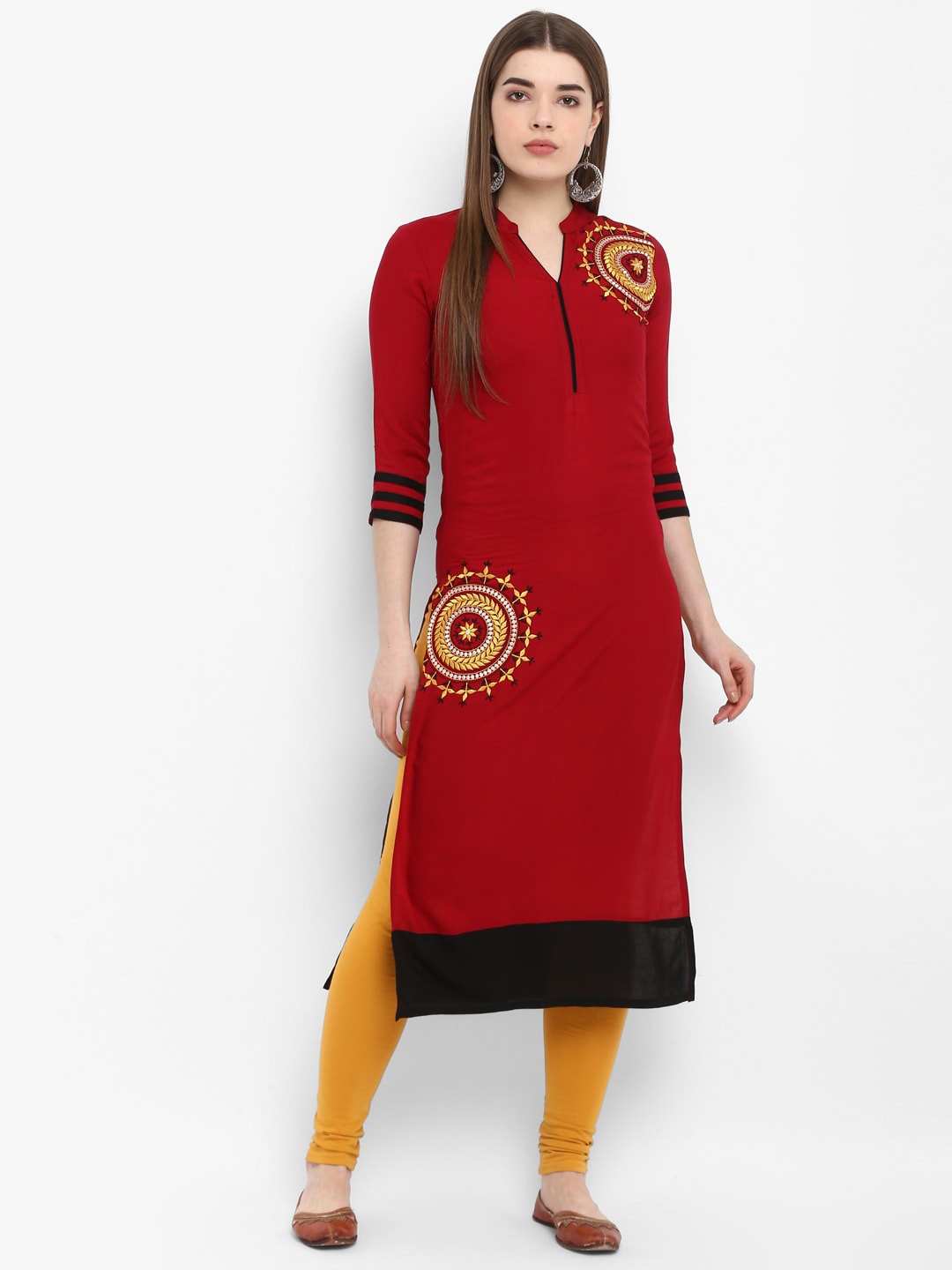 

Aprique FAB Women Maroon Printed Straight Kurta