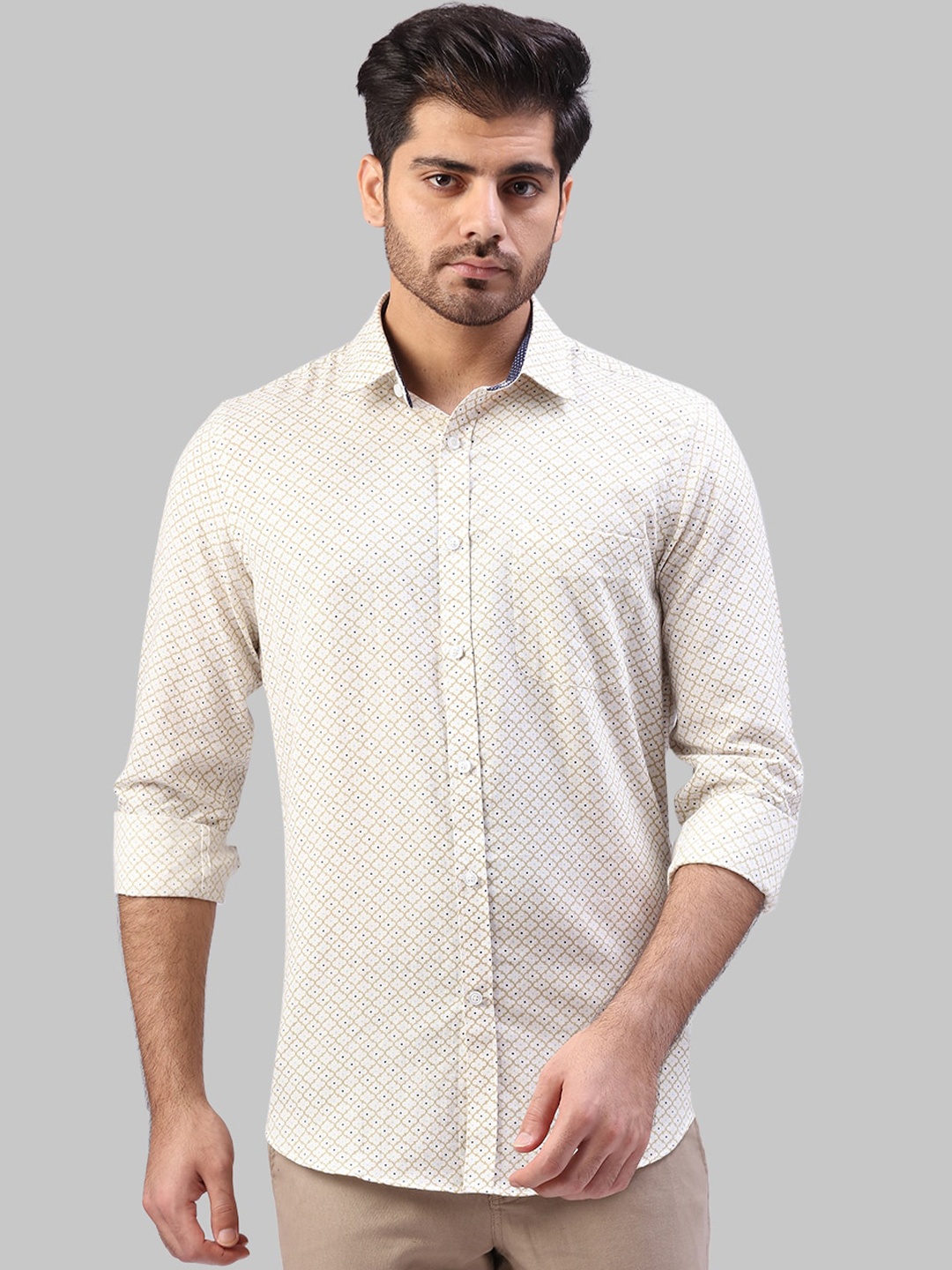 

Raymond Men White Regular Fit Printed Casual Shirt