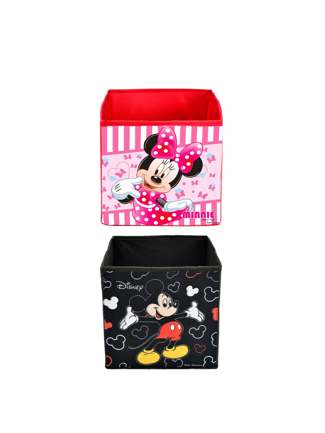 Kuber Industries Set Of 2 Disney Printed Foldable Storage Organisers, Black