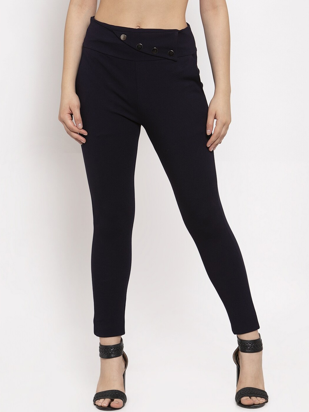 Clora Creation Women Navy Blue Solid Treggings