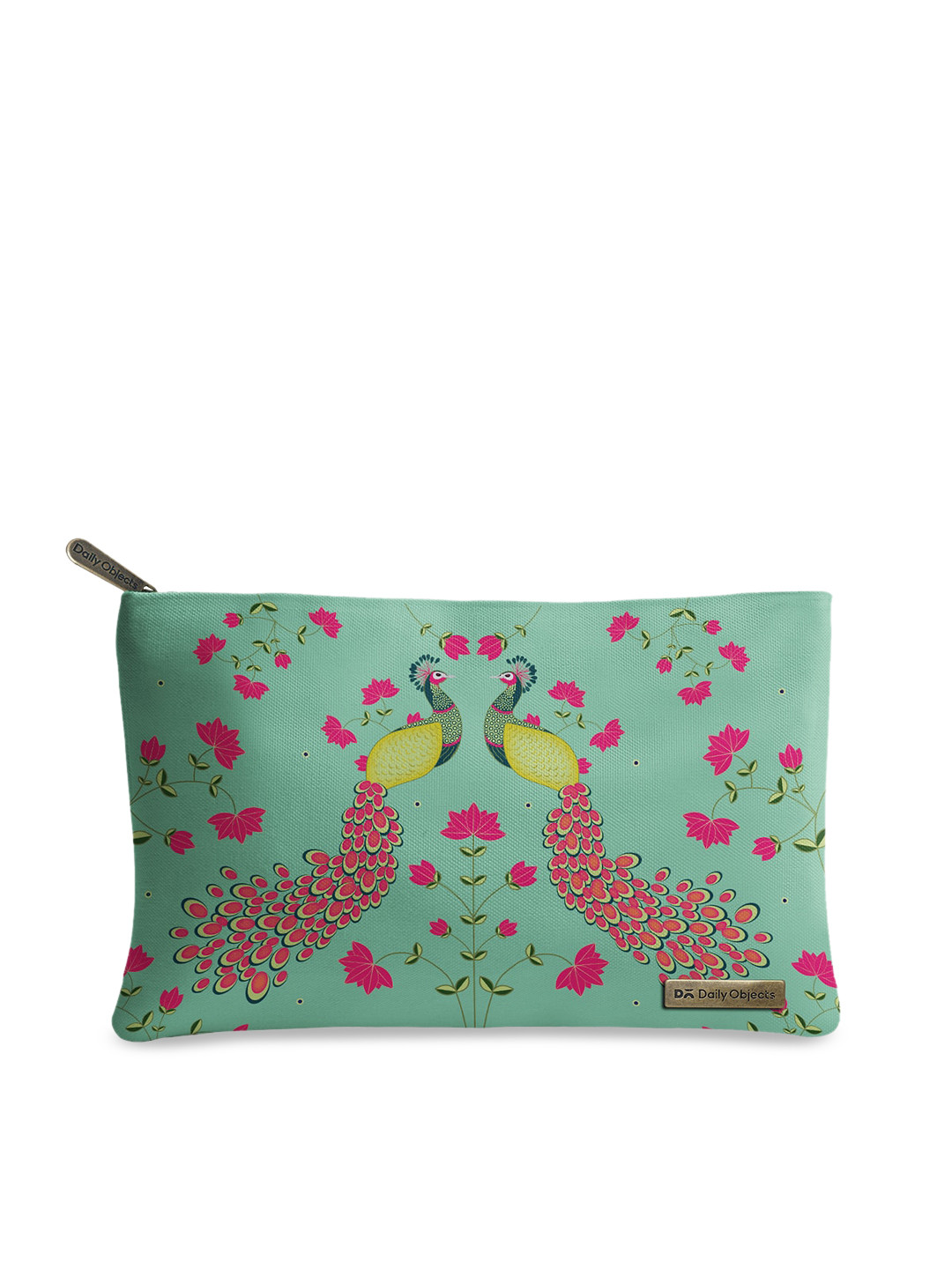

DailyObjects Green & Pink Mint Peacocks Printed Pouch