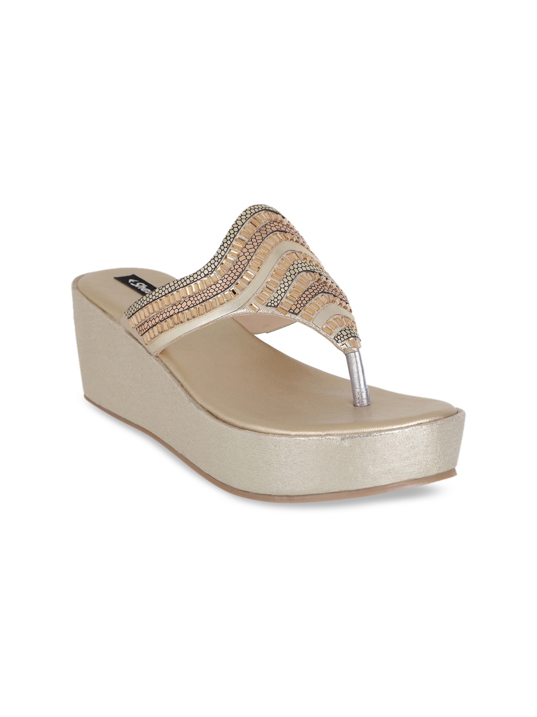 

Sherrif Shoes Women Gold-Coloured Embellished Platform Heels