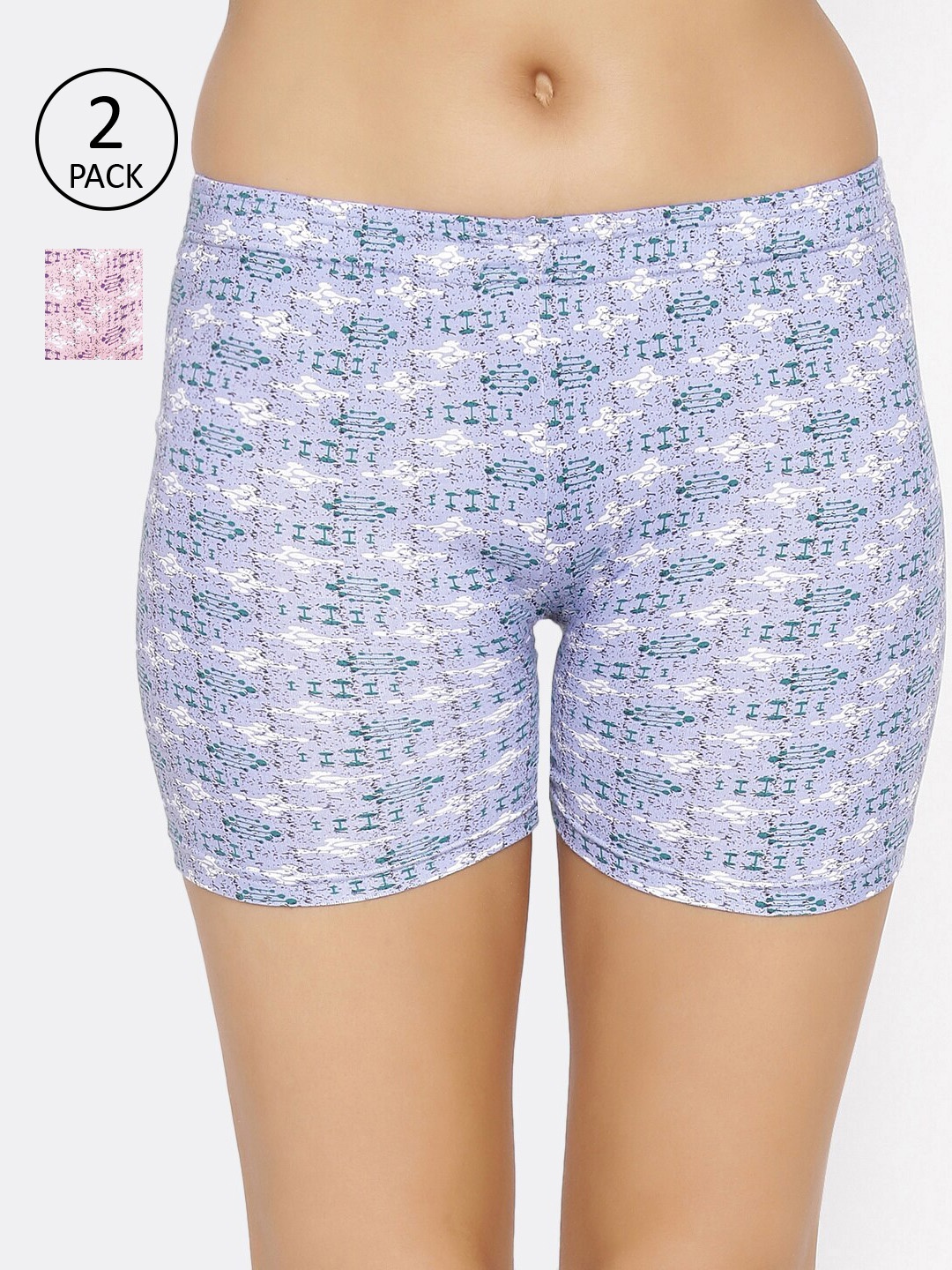 

Lady Lyka Women Pack Of 2 Printed Boy Shorts C-SHORT-PT-01-02, Pink