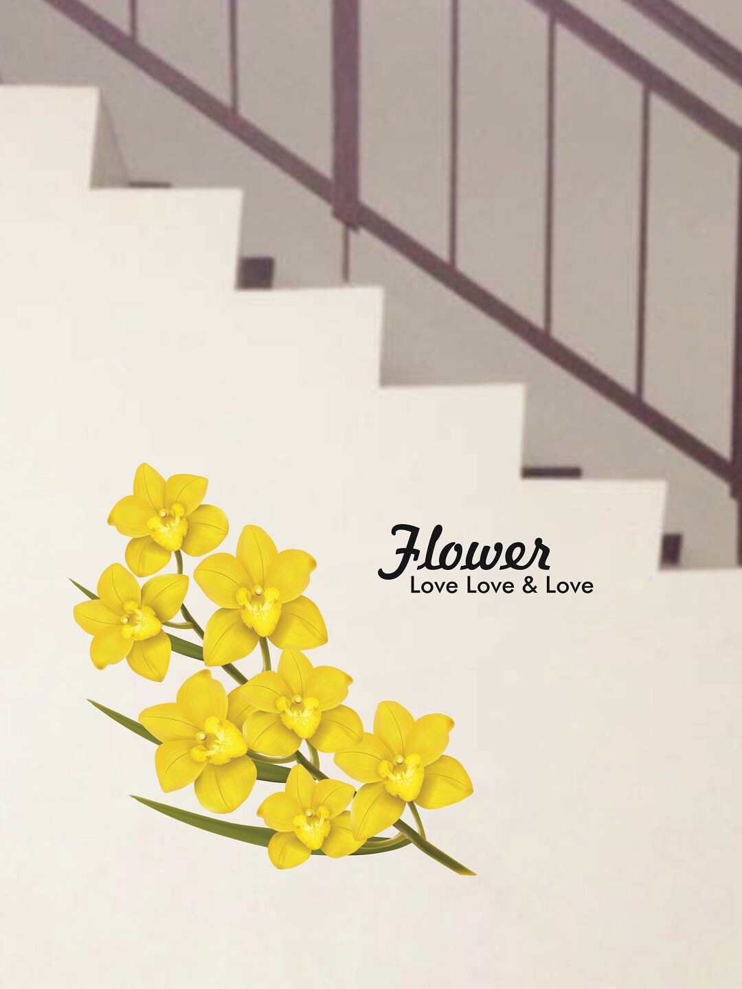 

WALLSTICK Yellow Floral Large Vinyl Wall Sticker