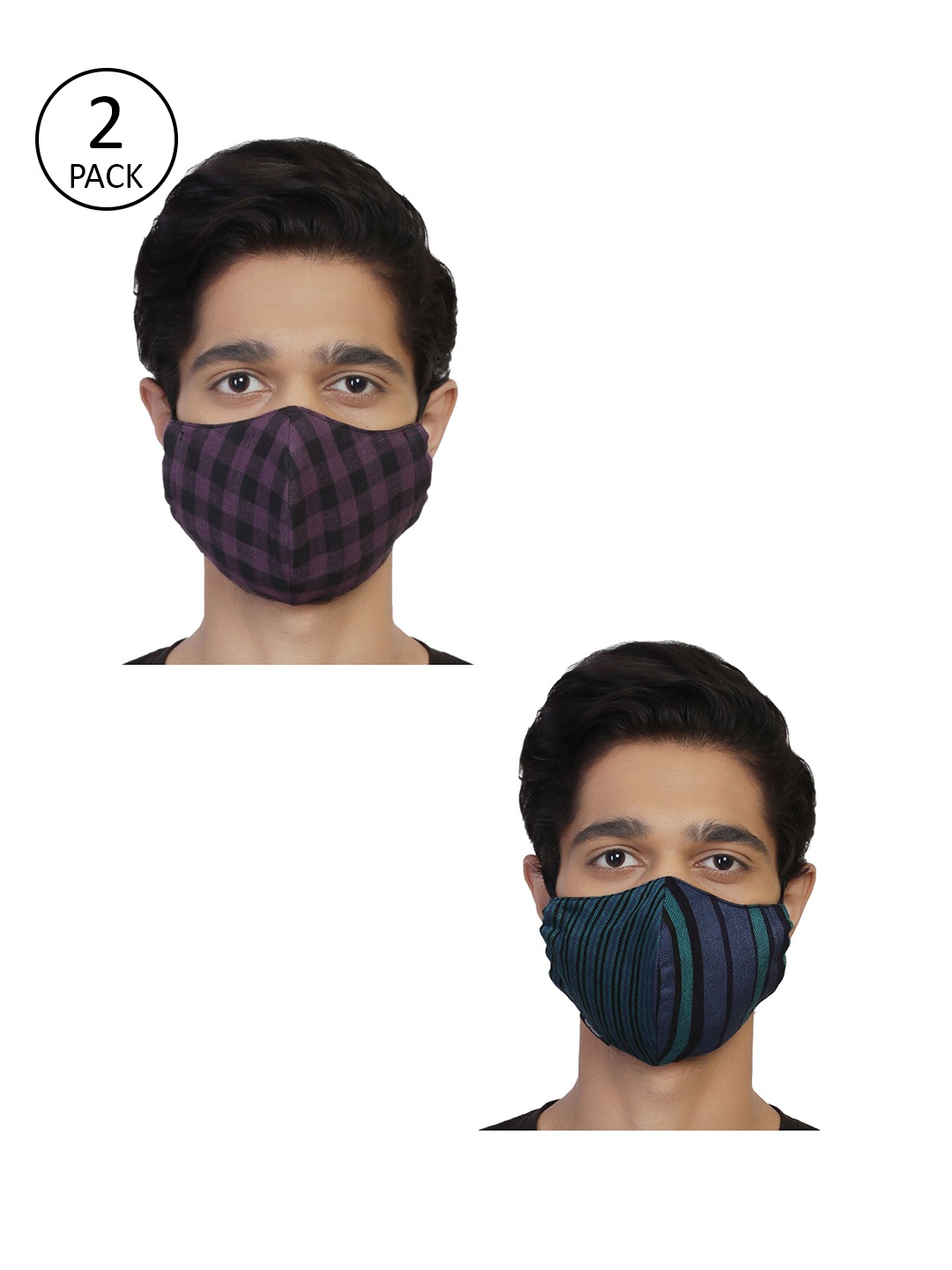 

Anekaant Men 2 Pcs Printed 3-Ply Anti-Pollution Reusable Cloth Masks, Purple