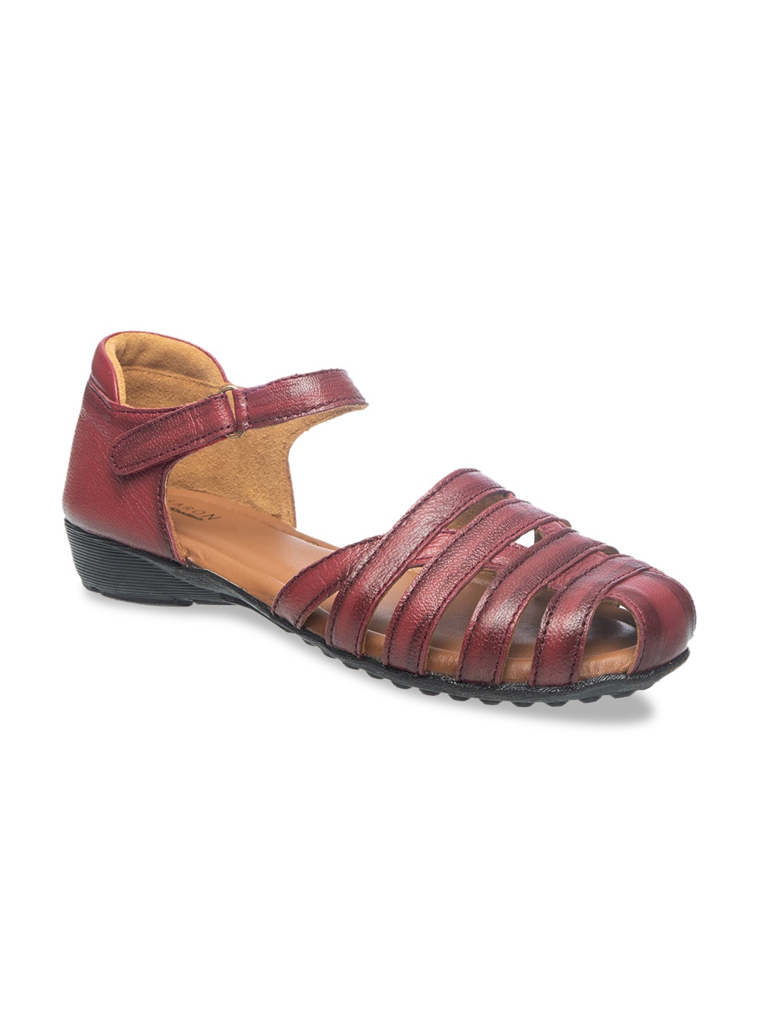 

Khadims Women Maroon Solid Leather Ballerinas