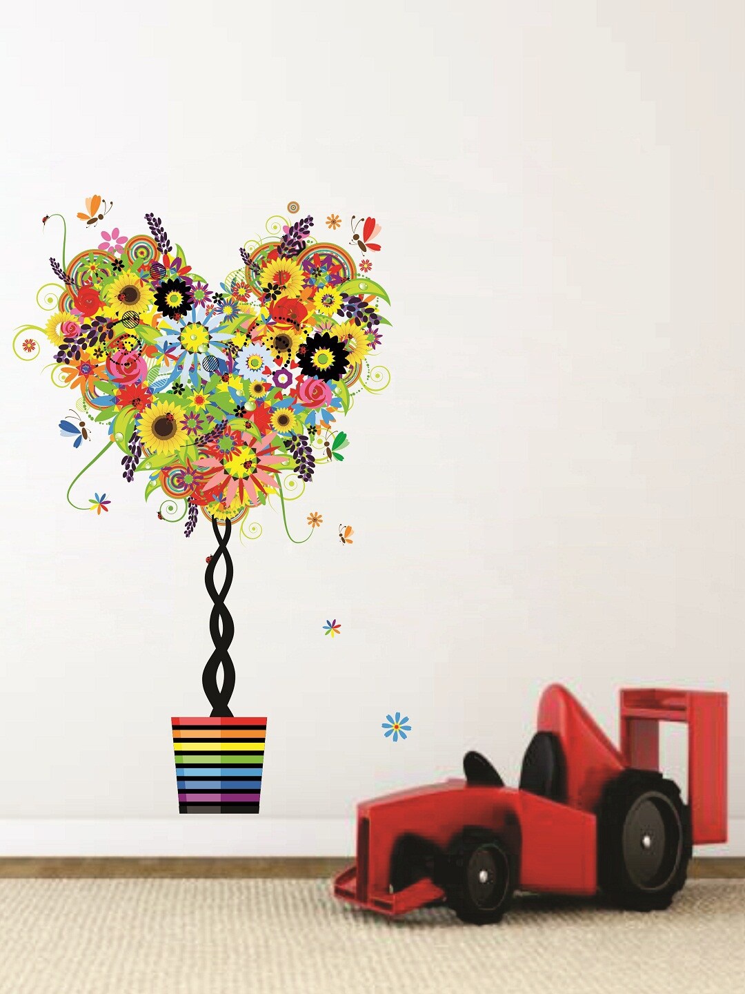 WALLSTICK Multicoloured Floral Large Vinyl Wall Sticker, Multi