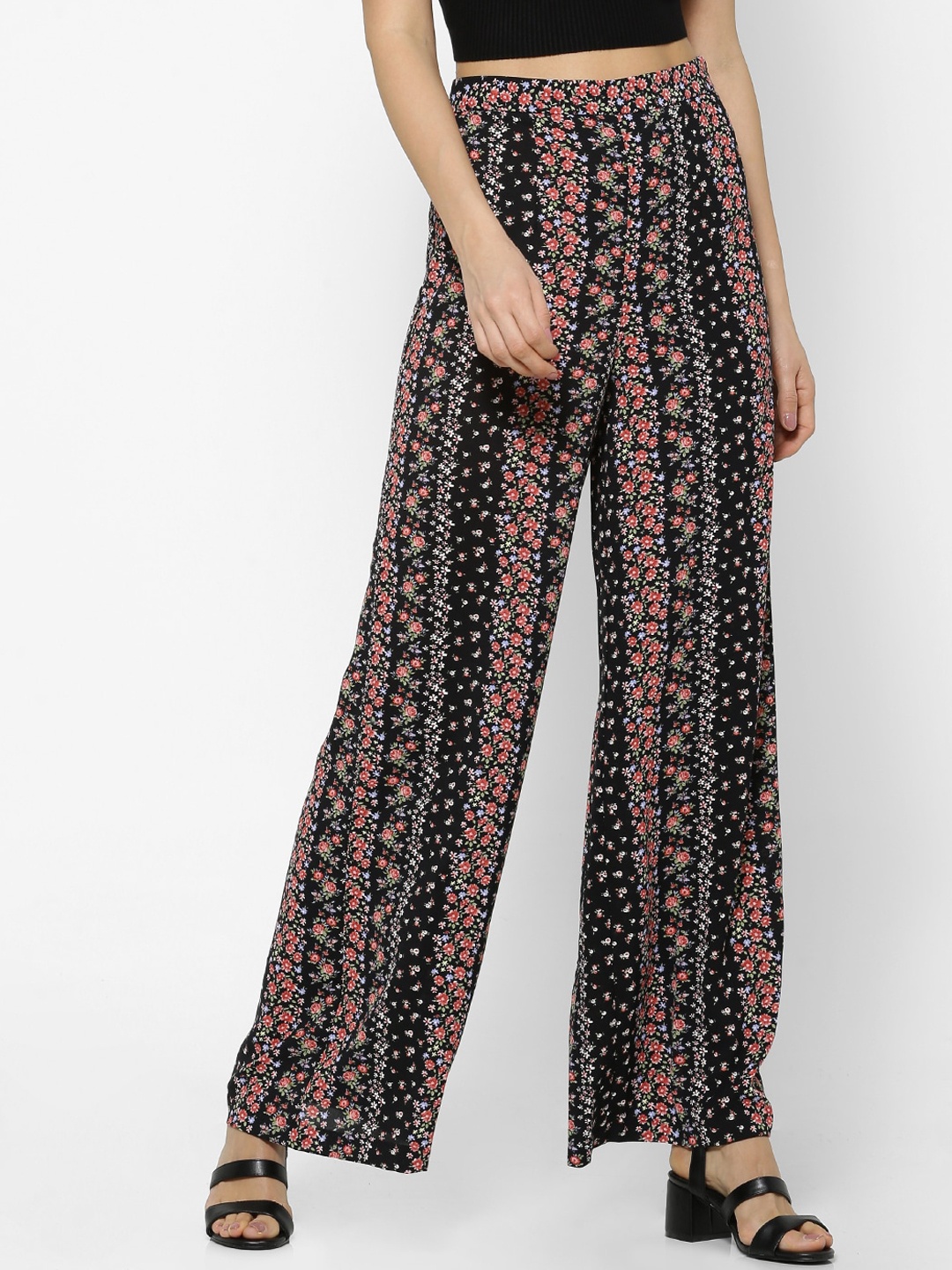 

FOREVER 21 Women Multicoloured Regular Fit Printed Parallel Trousers, Multi