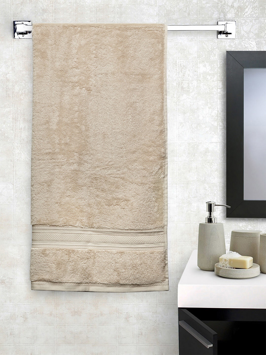 

Trident Unisex Beige Solid Classic Plus Anti Microbial 525 GSM Bath Towel