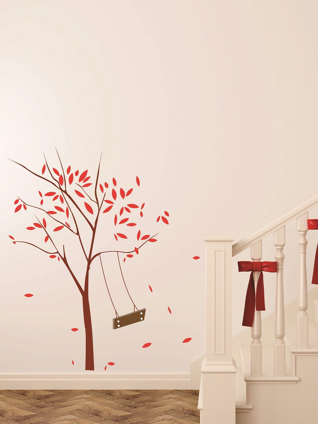 

WALLSTICK Red & Brown Tree With Swing Large Vinyl Wall Sticker