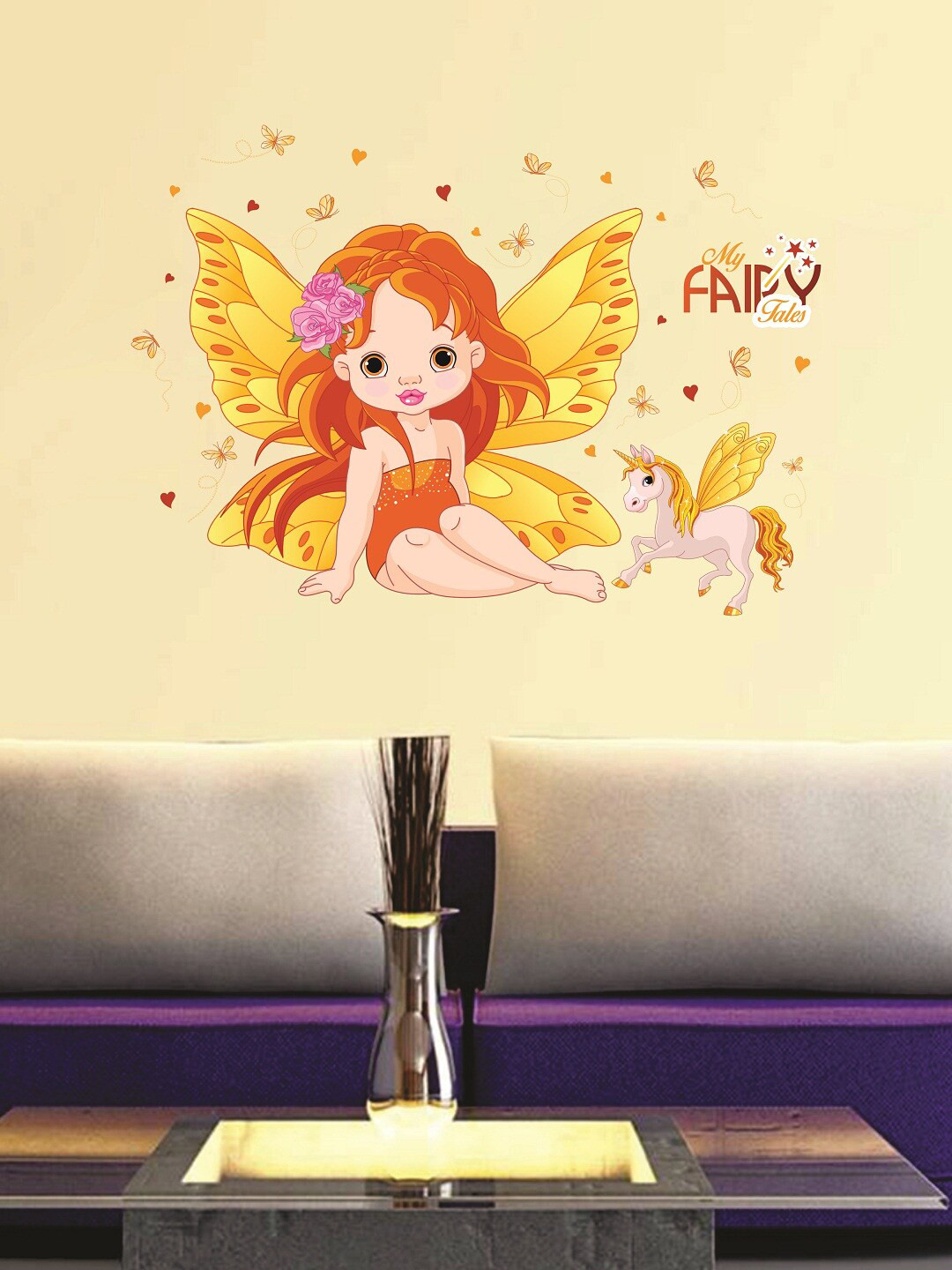 

WALLSTICK Orange & Yellow Fairy Large Vinyl Wall Sticker
