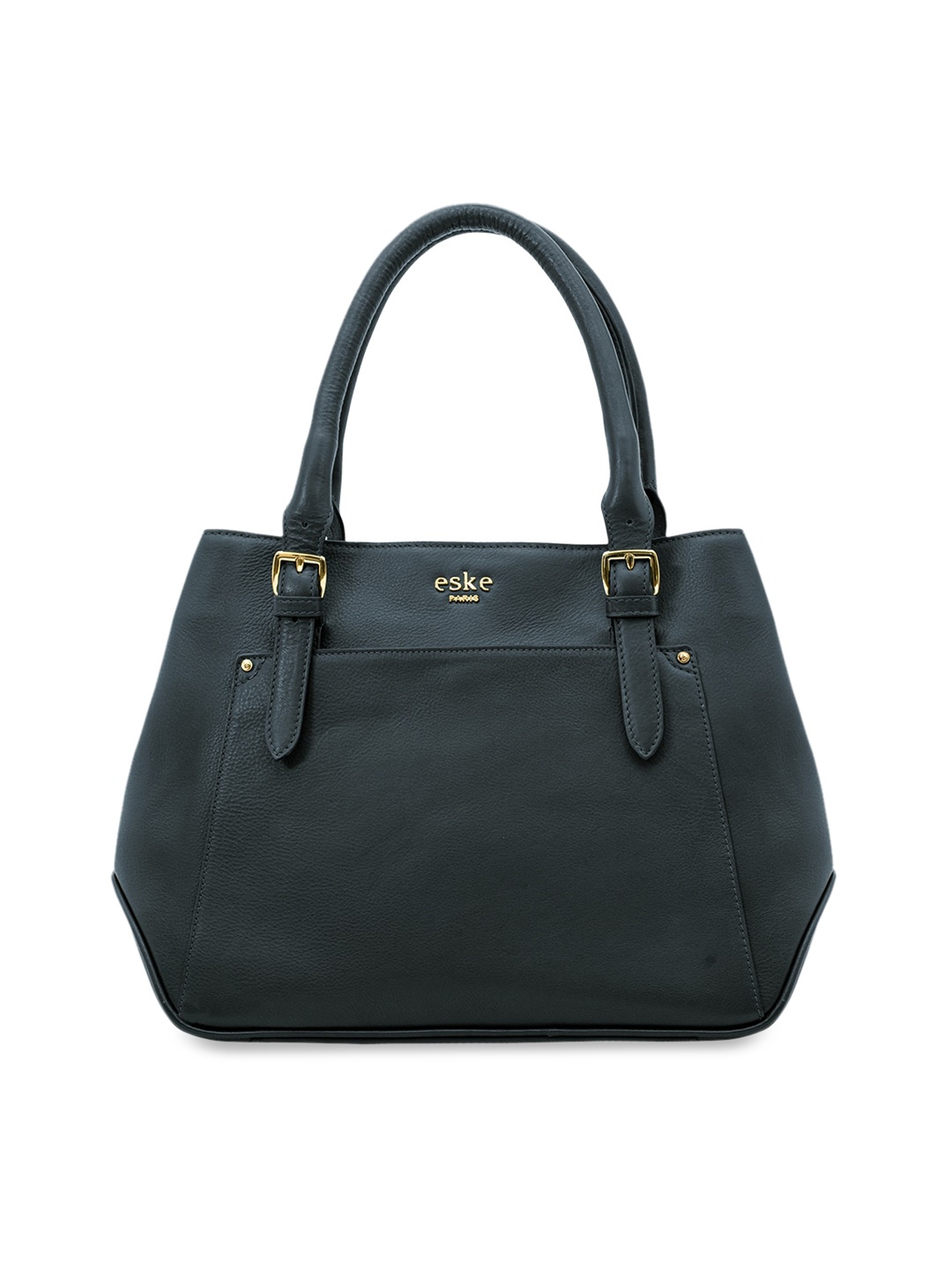 

Eske Blue Solid Leather Handheld Bag