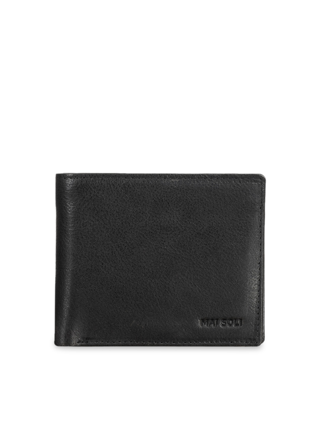 

MAI SOLI Men Black Solid Genuine Leather Two Fold Wallet