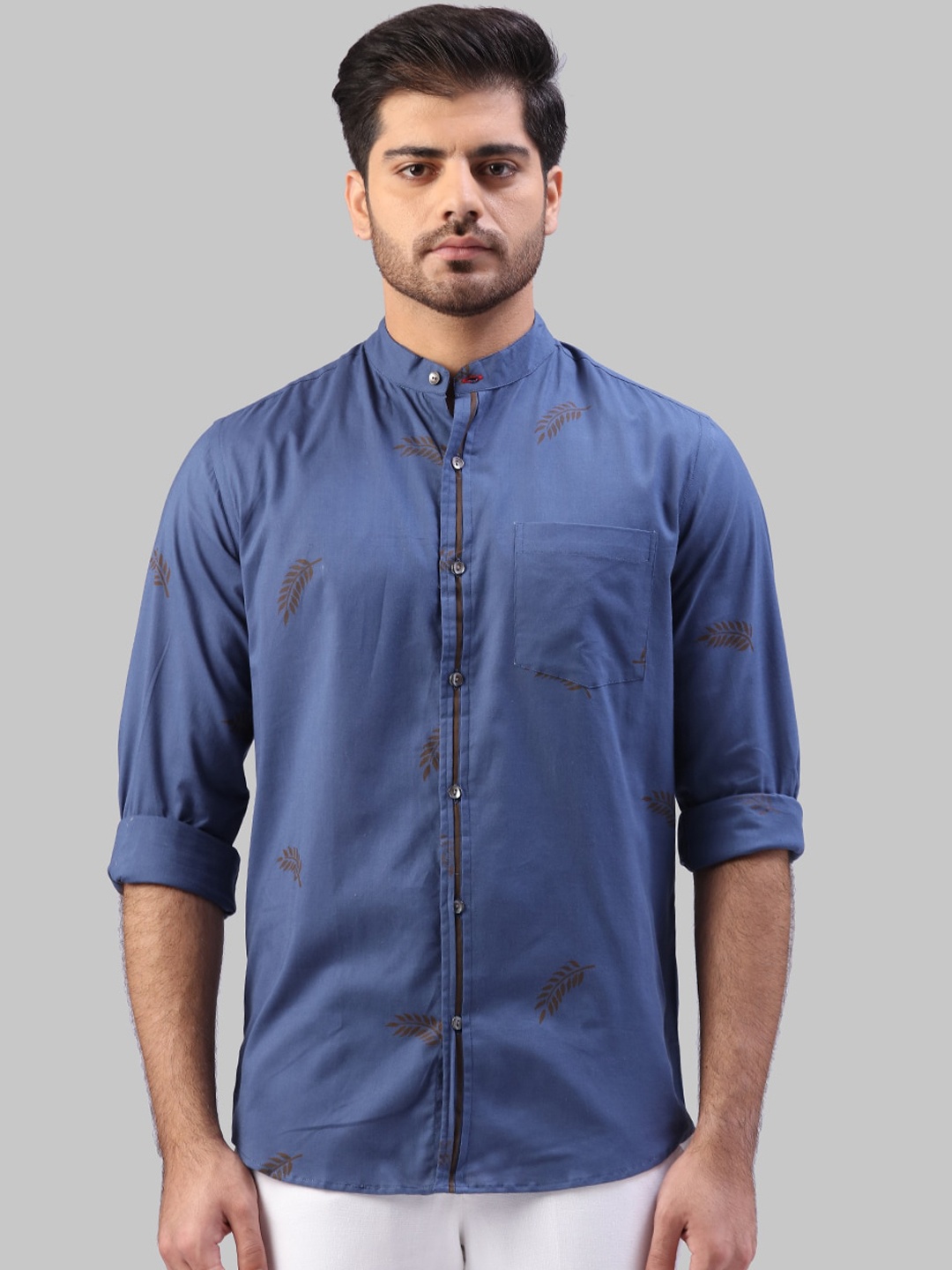 Raymond Men Blue Solid Casual Shirt